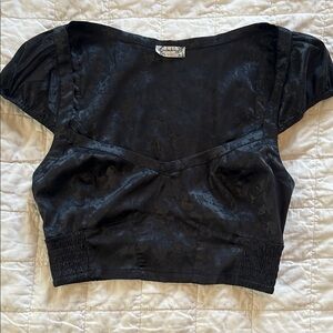 Free People Black Jacquard Sweetheart Crop Top